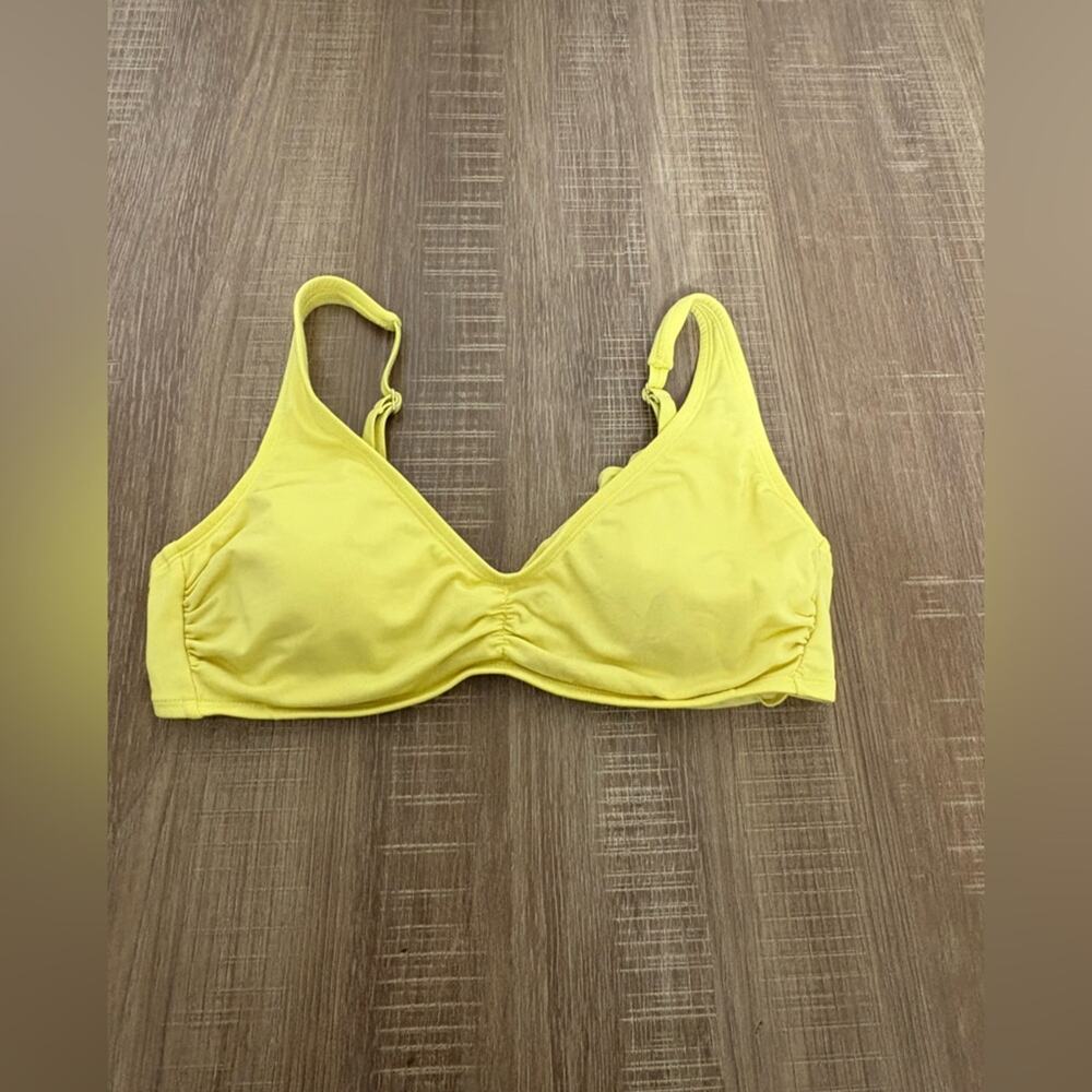 Kona Sol Sunny Yellow Bikini Swim Top Ruched Front Woman Medium